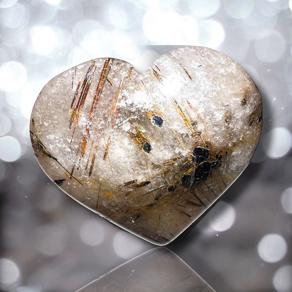 Golden Rutilated Clear‎ Quartz Heart